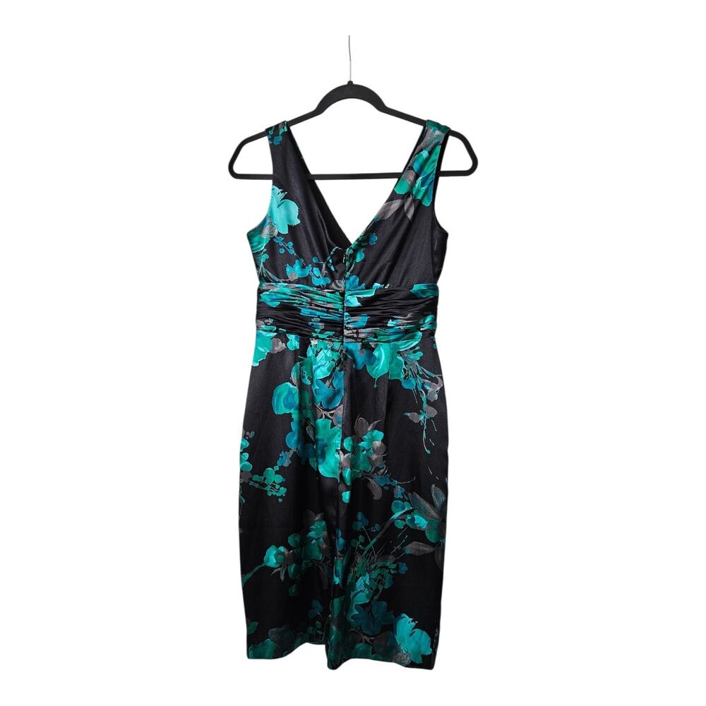 Evan Picone Dress V-Neck/Back Sleeveless Floral Ruching Back Zip Size 4 NEW READ - Picture 2 of 9